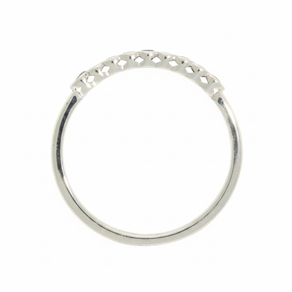 Sapphire & Diamond Half Eternity Ring with 0.12ct of Round Brilliant Diamonds in 9ct White Gold