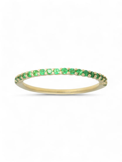 0.24ct Round Brilliant Cut Emerald Half Eternity Ring in 9ct Yellow Gold