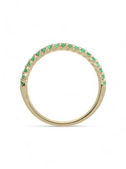 0.24ct Round Brilliant Cut Emerald Half Eternity Ring in 9ct Yellow Gold