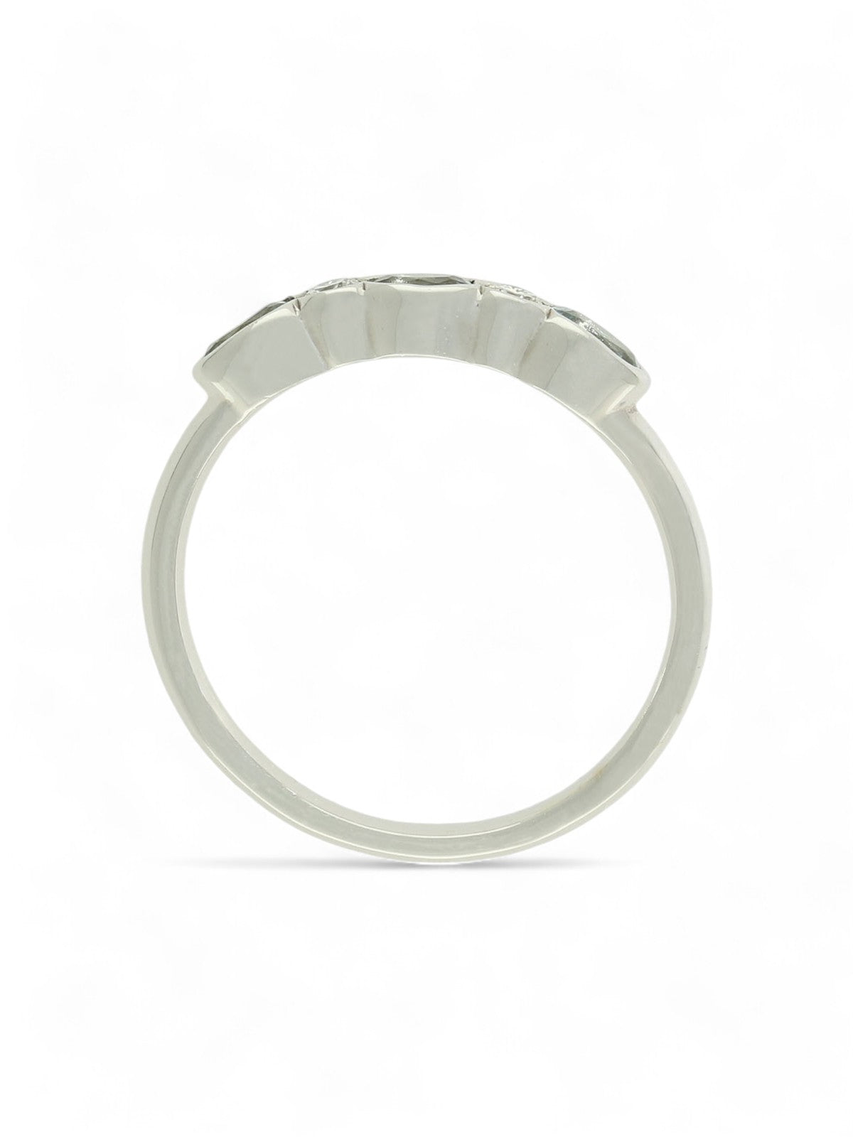 Blue Topaz and Diamond 5 Stone Bezel Set Half Eternity Ring in 9ct White Gold