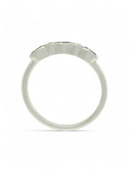 Blue Topaz and Diamond 5 Stone Bezel Set Half Eternity Ring in 9ct White Gold