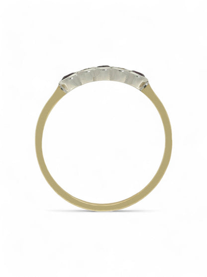 Amethyst & Diamond Five Stone Ring in 9ct Yellow & White Gold