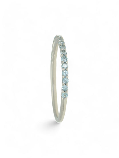 0.25ct Round Brilliant Cut Blue Topaz Half Eternity Ring in 9ct White Gold