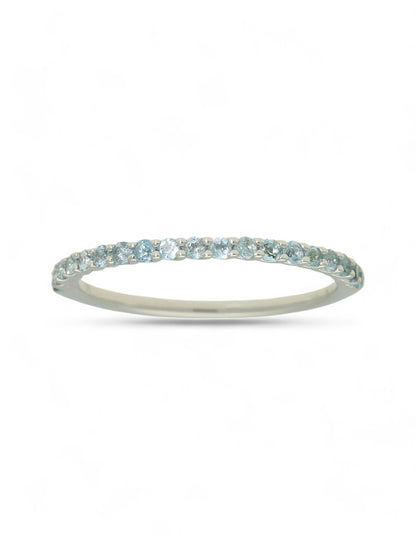 0.25ct Round Brilliant Cut Blue Topaz Half Eternity Ring in 9ct White Gold