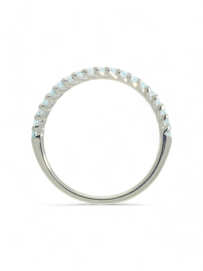 0.25ct Round Brilliant Cut Blue Topaz Half Eternity Ring in 9ct White Gold