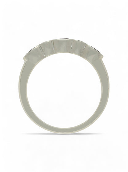 0.45ct Oval Cut Amethyst & 0.11ct Round Brilliant Cut Diamond Half Eternity Ring in 9ct White Gold