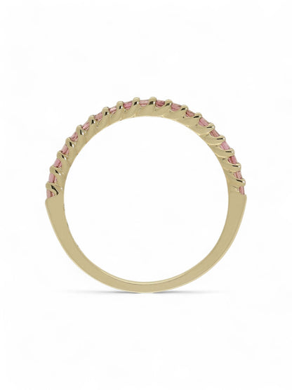 0.24ct Round Brilliant Cut Pink Tourmaline Half Eternity Ring in 9ct Yellow Gold