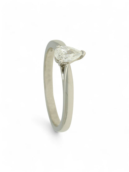Diamond Solitaire Engagement Ring 0.30ct Pear Cut in Platinum