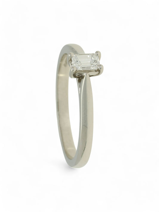 Diamond Solitaire Engagement Ring "The Zara Collection" 0.26ct Emerald Cut in Platinum