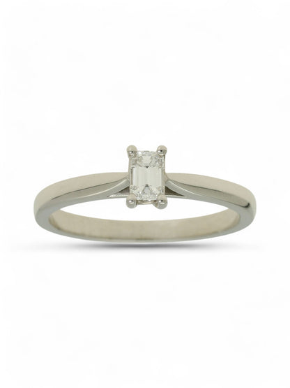 Diamond Solitaire Engagement Ring 0.26ct Emerald Cut in Platinum