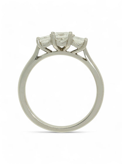Three Stone Diamond Ring 1.00ct Certificated Princess Cut in Platinum