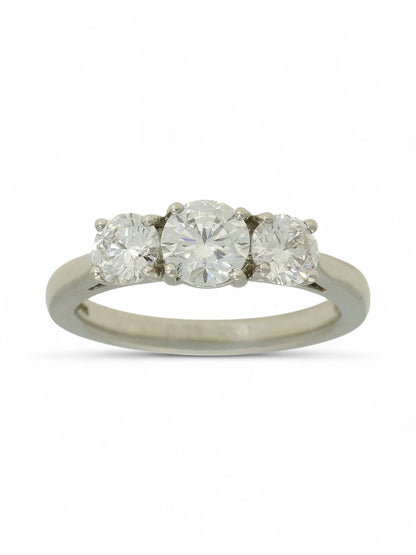 Diamond Three Stone Ring 1.47ct Certificated Round Brilliant Cut in Platinum
