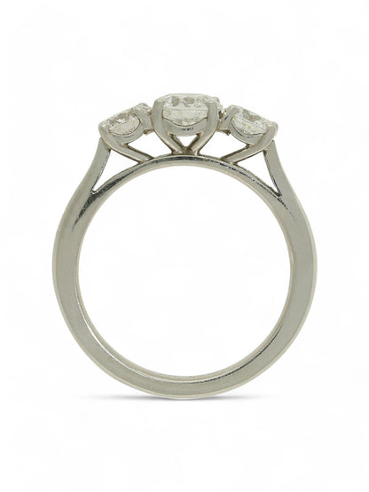 Diamond Three Stone Ring 1.47ct Certificated Round Brilliant Cut in Platinum
