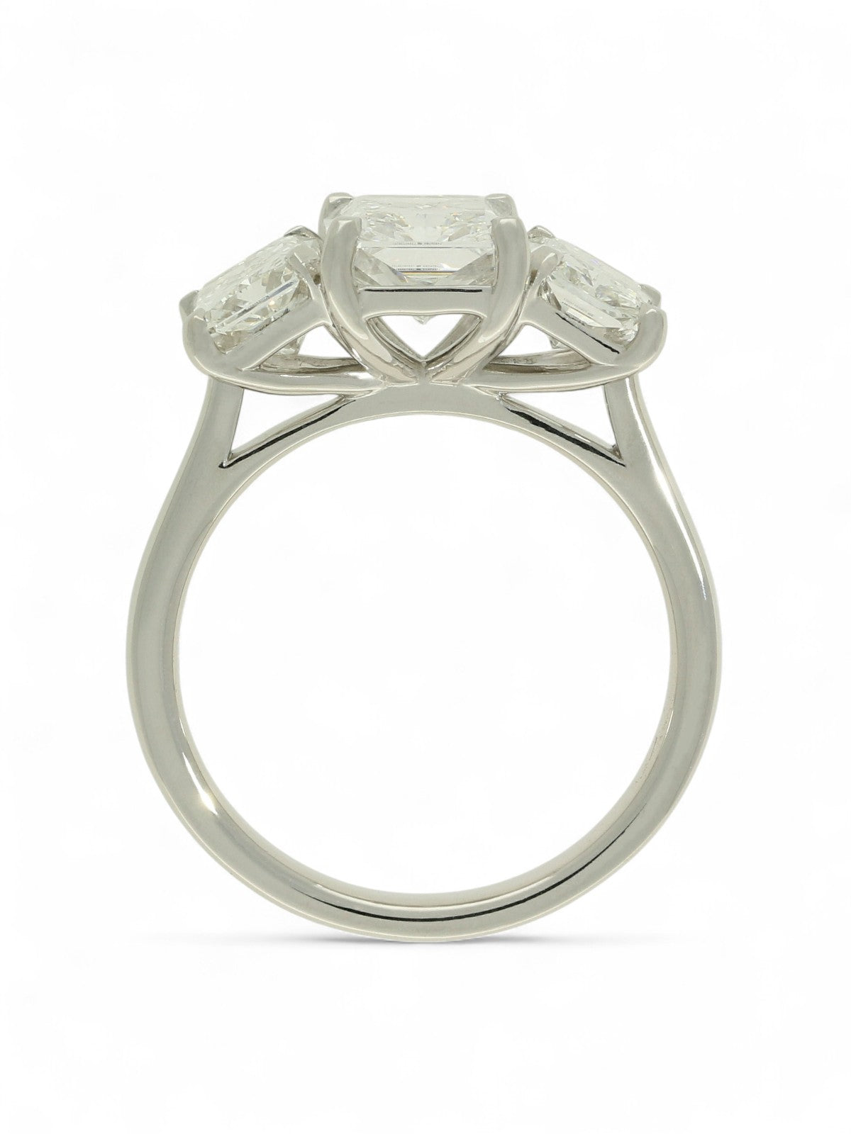 Lab Grown Diamond Three Stone Ring 2.00ct Radiant Cut in Platinum