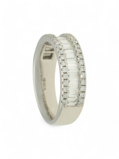 Diamond Half Eternity Ring 1.00ct Baguette & Round Brilliant Cut in Platinum