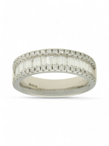 Diamond Half Eternity Ring 1.00ct Baguette & Round Brilliant Cut in Platinum