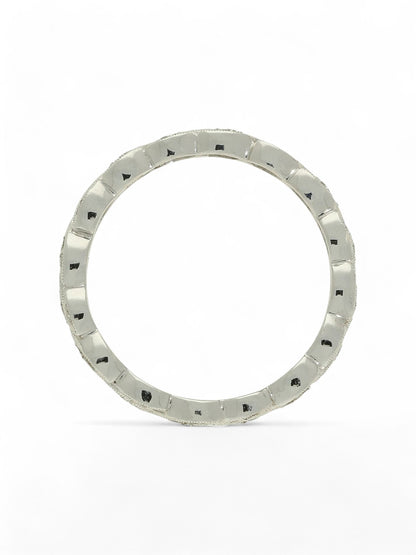 Diamond Leaf Design Wedding Ring in 18ct White Gold