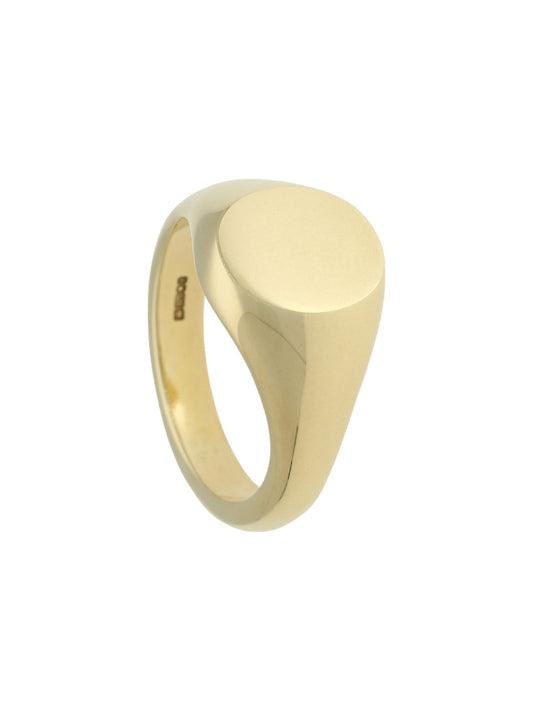 Plain Oval Signet Ring in 9ct Yellow Gold
