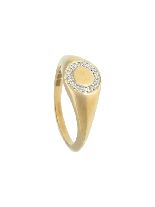 Diamond Signet Ring in 9ct Yellow Gold