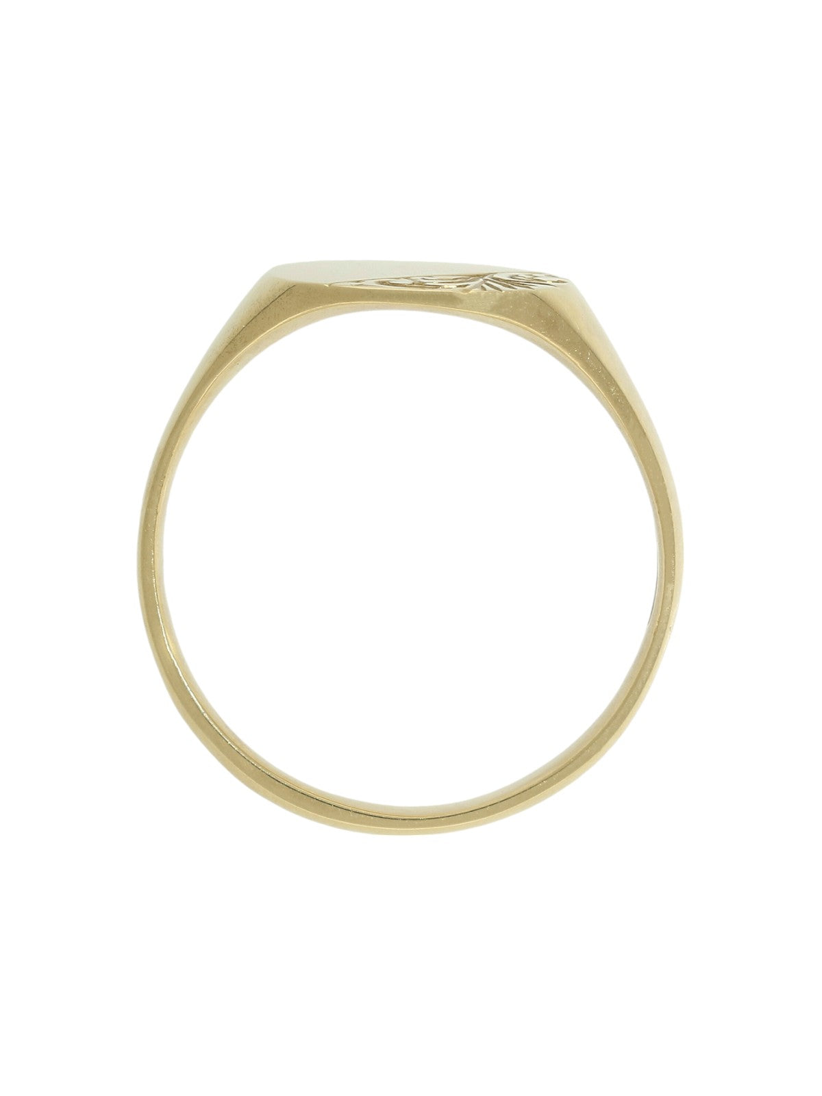 Half Engraved Oval Signet Ring in 9ct Yellow Gold