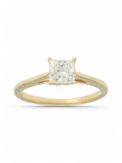 Lab Grown Diamond Solitaire Ring 0.70ct Princess Cut in 9ct Yellow Gold