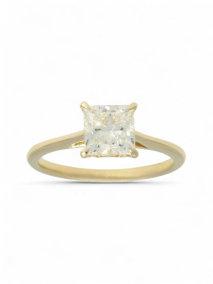 Lab Grown Diamond Solitaire Ring 1.50ct Princess Cut in 9ct Yellow Gold