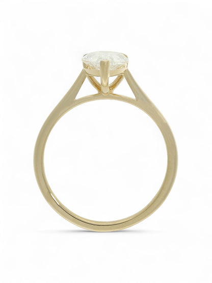 Lab Grown Diamond Solitaire Ring 1.50ct Pear Cut in 9ct Yellow Gold