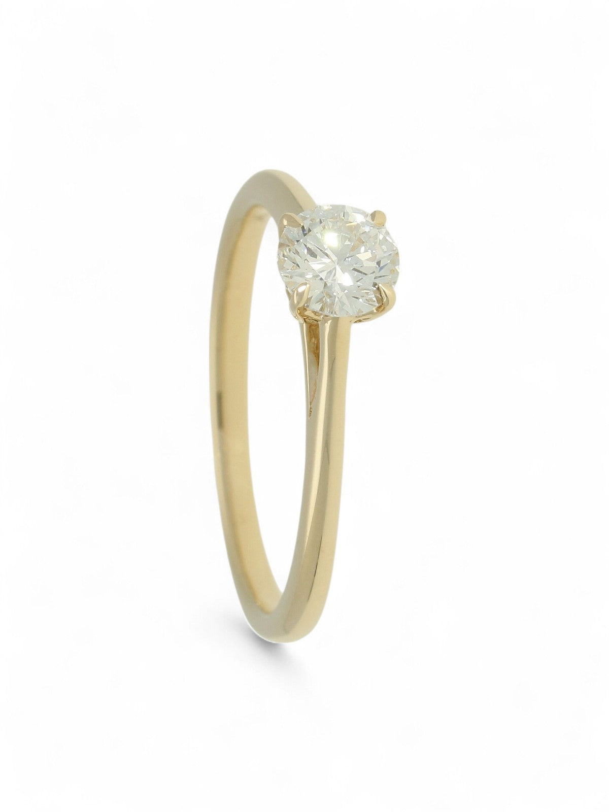 Lab Grown Diamond Solitaire Ring 0.50ct Round Brilliant Cut in 9ct Yellow Gold