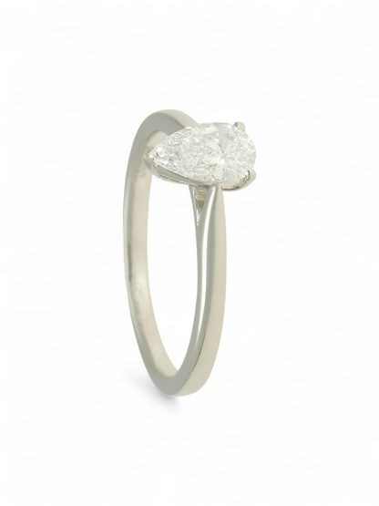 Lab Grown Diamond Solitaire Ring 0.50ct Pear Cut in Platinum