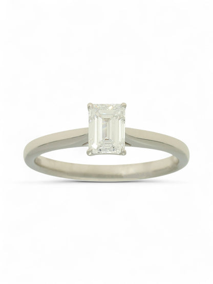 Lab Grown Diamond Solitaire Ring 0.70ct Emerald Cut in Platinum
