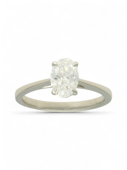 Lab Grown Diamond Solitaire Ring 1.00ct Oval Cut in Platinum