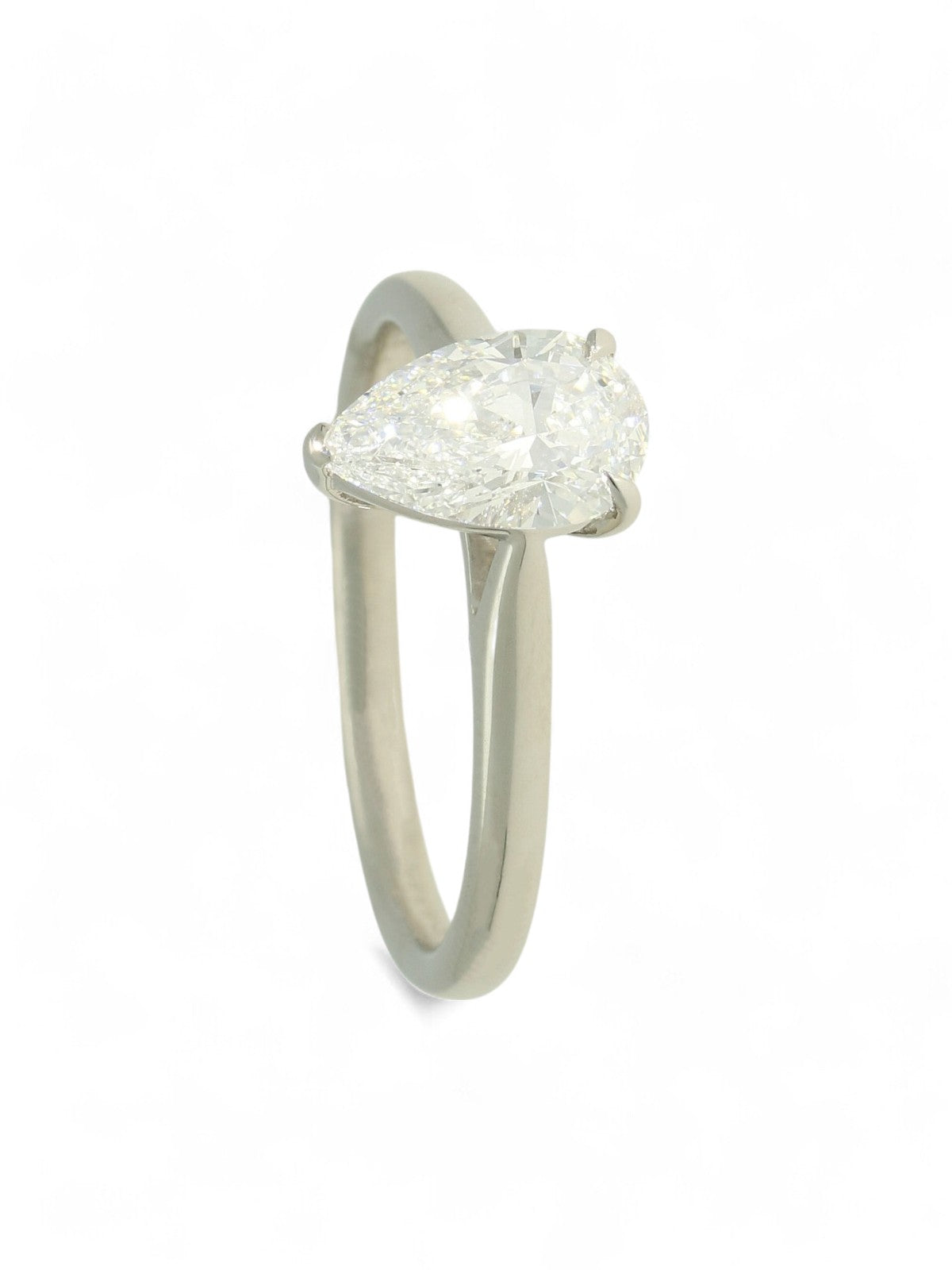 Lab Grown Diamond Solitaire Ring 1.00ct Pear Cut in Platinum