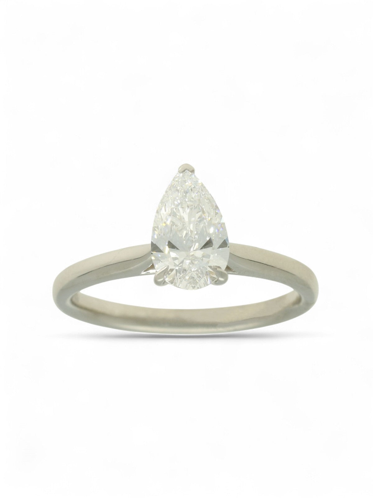 Lab Grown Diamond Solitaire Ring 1.00ct Pear Cut in Platinum