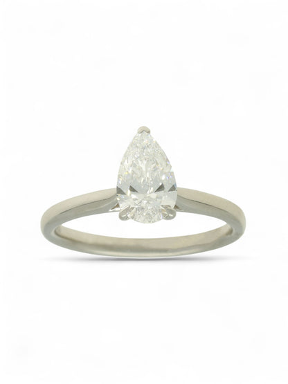 Lab Grown Diamond Solitaire Ring 1.00ct Pear Cut in Platinum