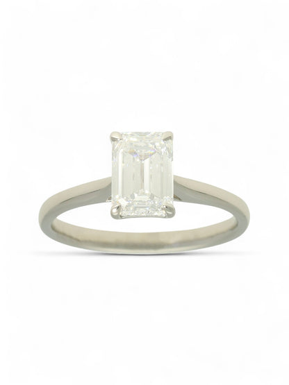 Lab Grown Diamond Solitaire Ring 1.50ct Emerald Cut in Platinum