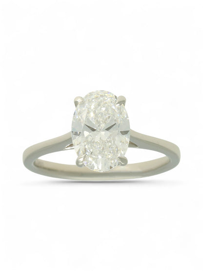 Lab Grown Diamond Solitaire Ring 2.00ct Oval Cut in Platinum