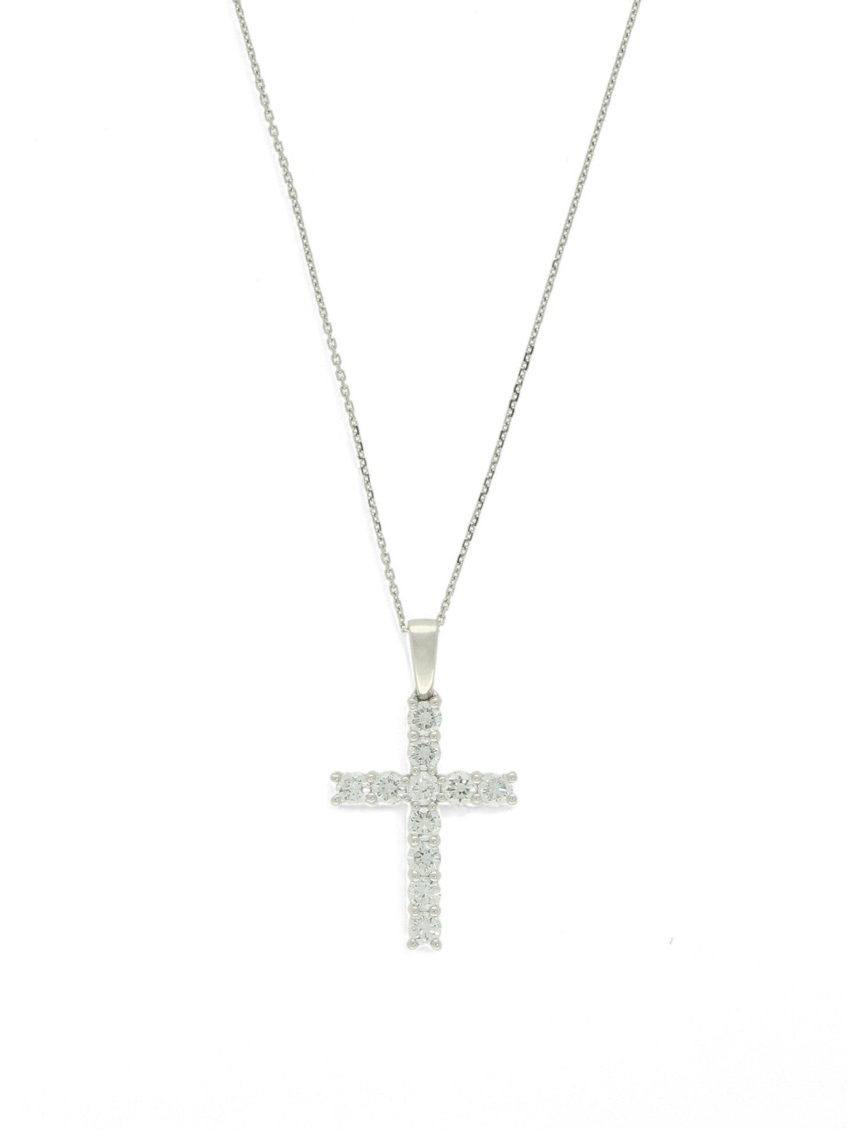 Lab Grown Diamond Cross Pendant 1.00ct Brilliant Cut in 9ct White Gold