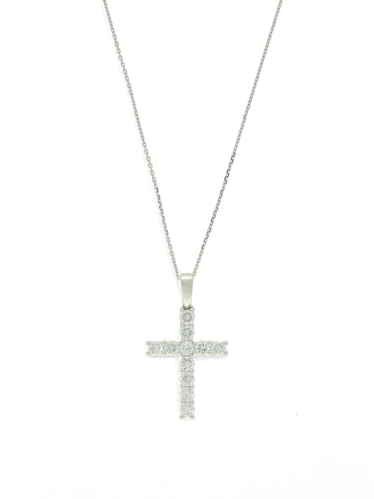 Lab Grown Diamond Cross Pendant 1.00ct Brilliant Cut in 9ct White Gold