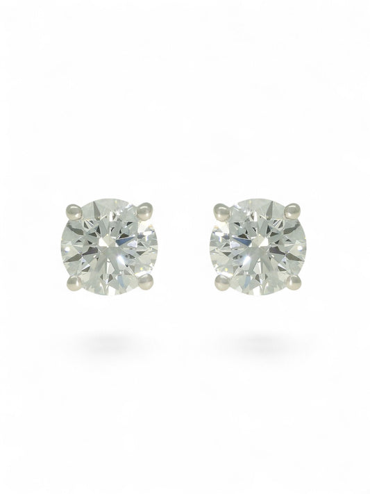 Lab Grown Diamond Solitaire Stud Earrings 2.18ct in 9ct White Gold