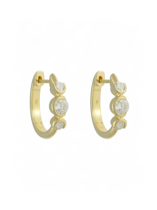 Lab Grown Diamond Hoop Earrings - 0.56ct Round Brilliant, 9ct Yellow Gold