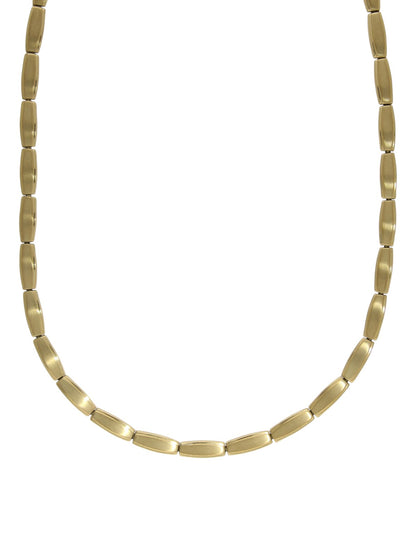 Satin & Polished Oblong Link Necklace 45cm in 9ct Yellow Gold