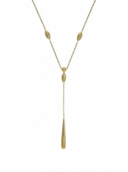 Chain and Bead Drop Necklace in 9ct Yellow Gold