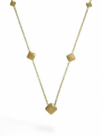 Polished Square Bead Necklace in 9ct Yellow Gold