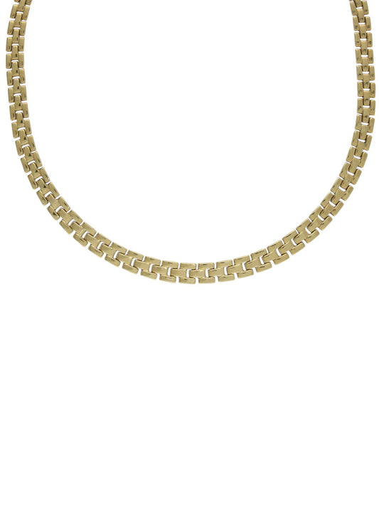 Three Row Brick Necklace in 9ct Yellow Gold