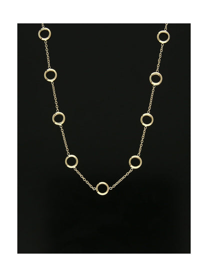 Polished Small Open Circle Station Necklace in 9ct Yellow Gold