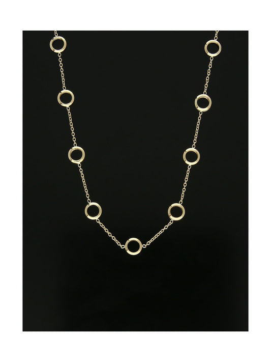 Polished Small Open Circle Station Necklace in 9ct Yellow Gold