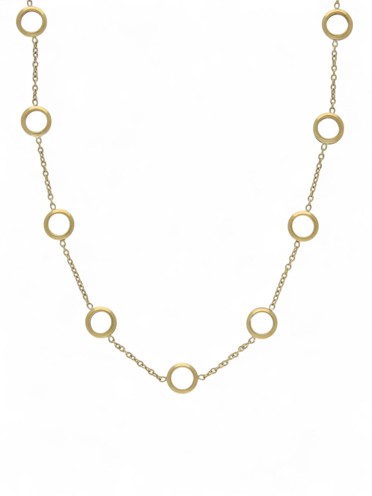 9ct Yellow Gold Open Circle Station Necklace