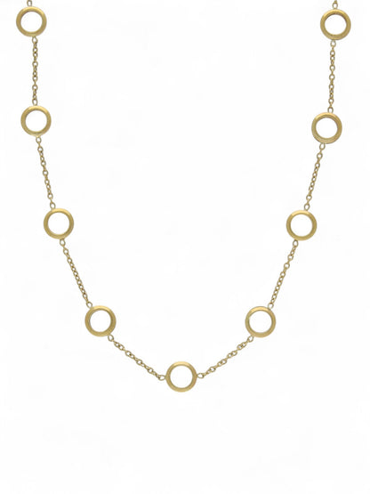 9ct Yellow Gold Open Circle Station Necklace