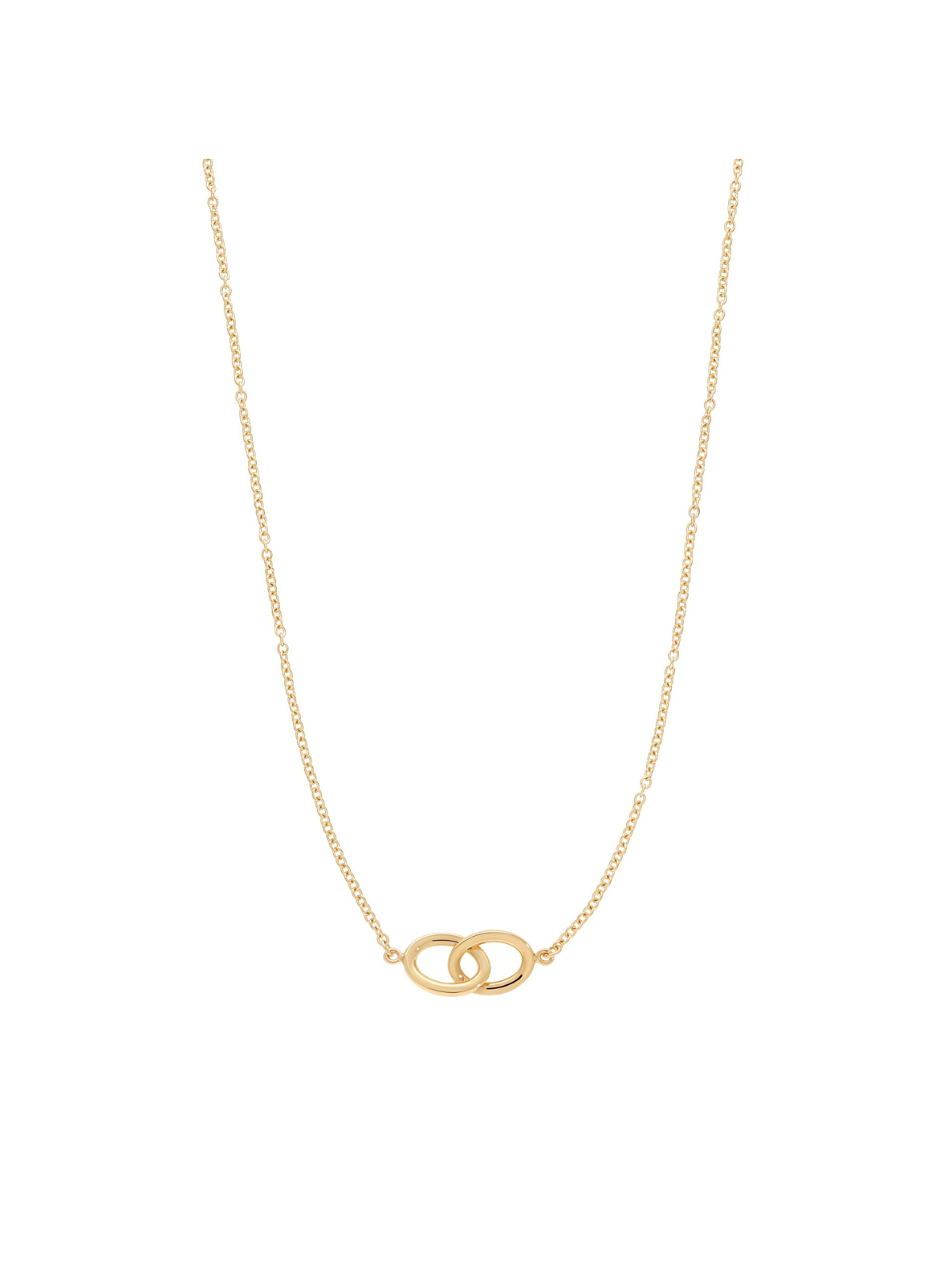 Interlocking Double Ring Necklace in 9ct Yellow Gold