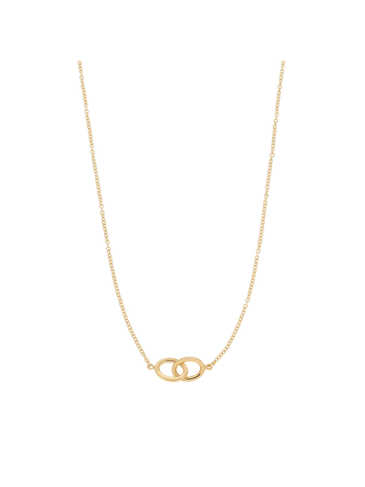 Interlocking Double Ring Necklace in 9ct Yellow Gold